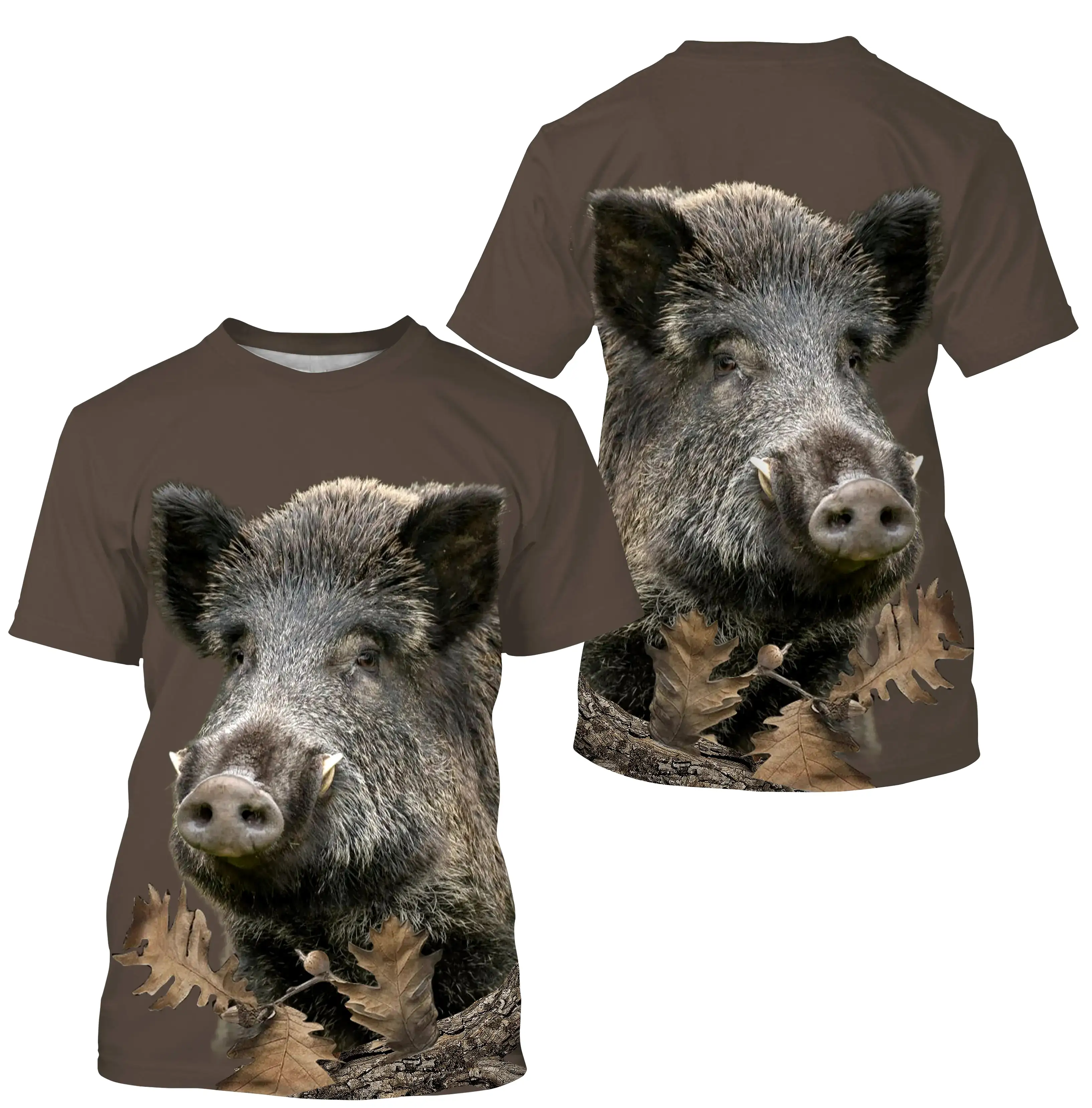 Sanglier, Tee shirt Chasseur, Marron Forêt, Chasse aux Sangliers - CTS22032203_2