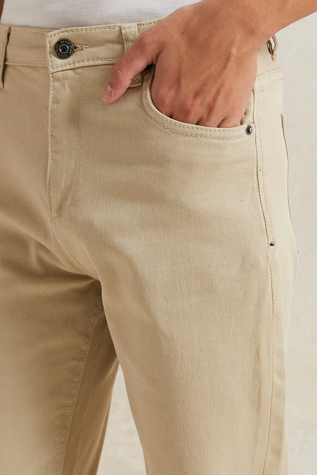 Senior Boys Beige 5 Pocket Jeans