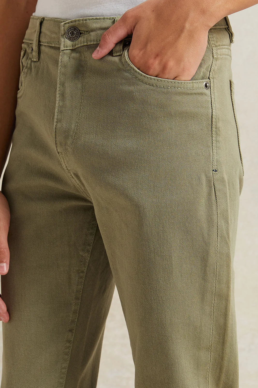 Senior Boys Olive 5 Pocket Jeans