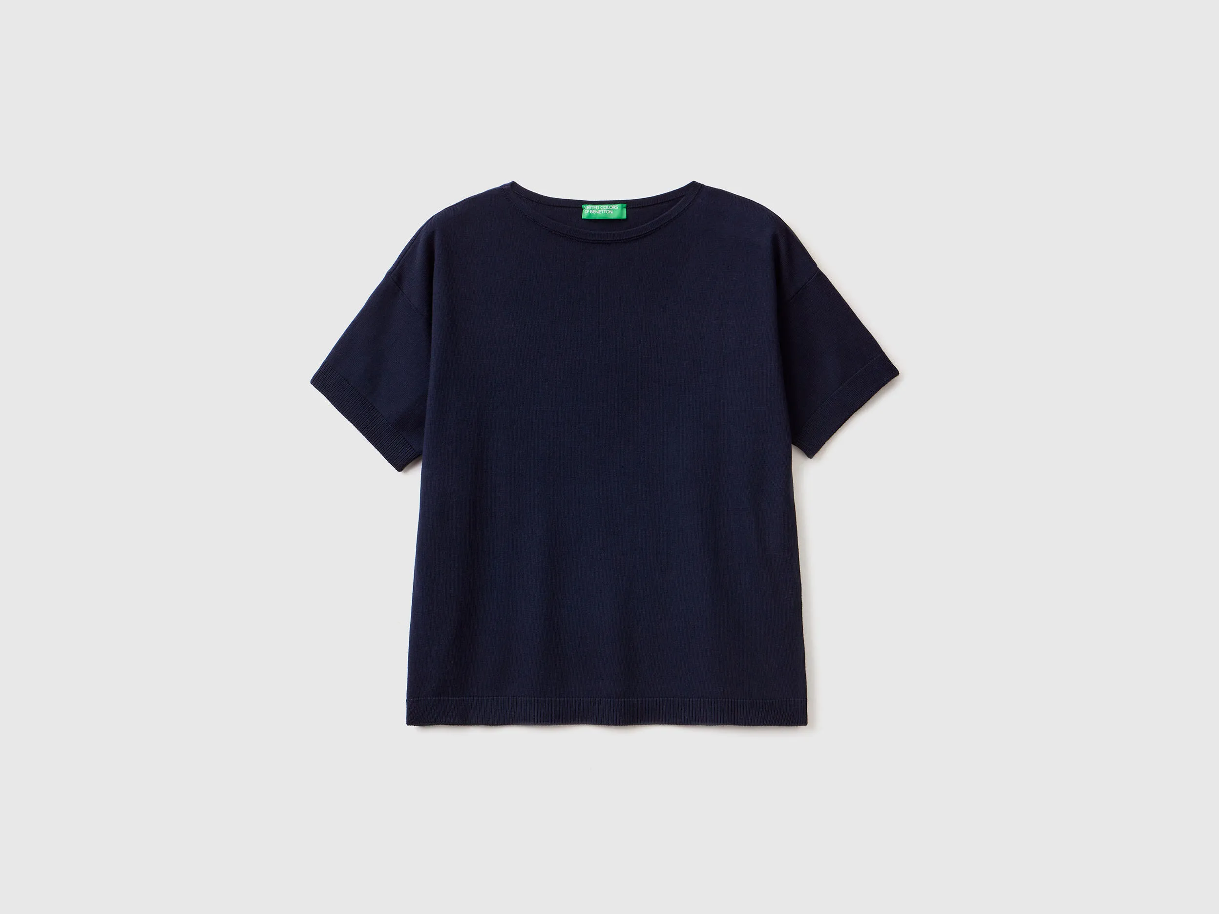 Short sleeve sweater - Dark Blue | Benetton