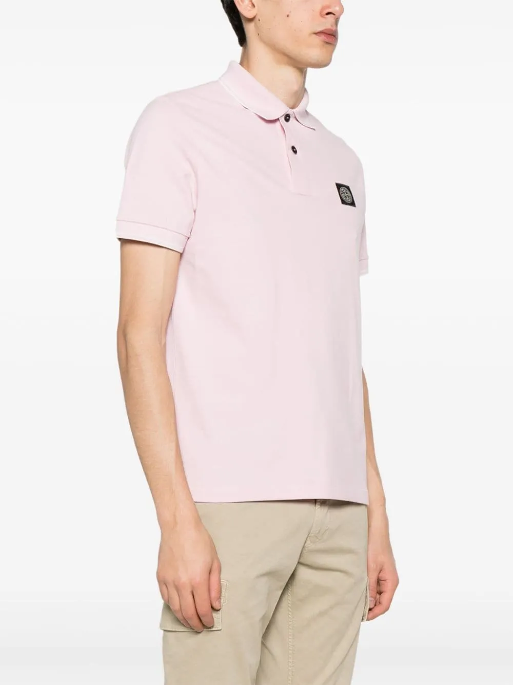 Stone Island - Polo en coton rose Compass