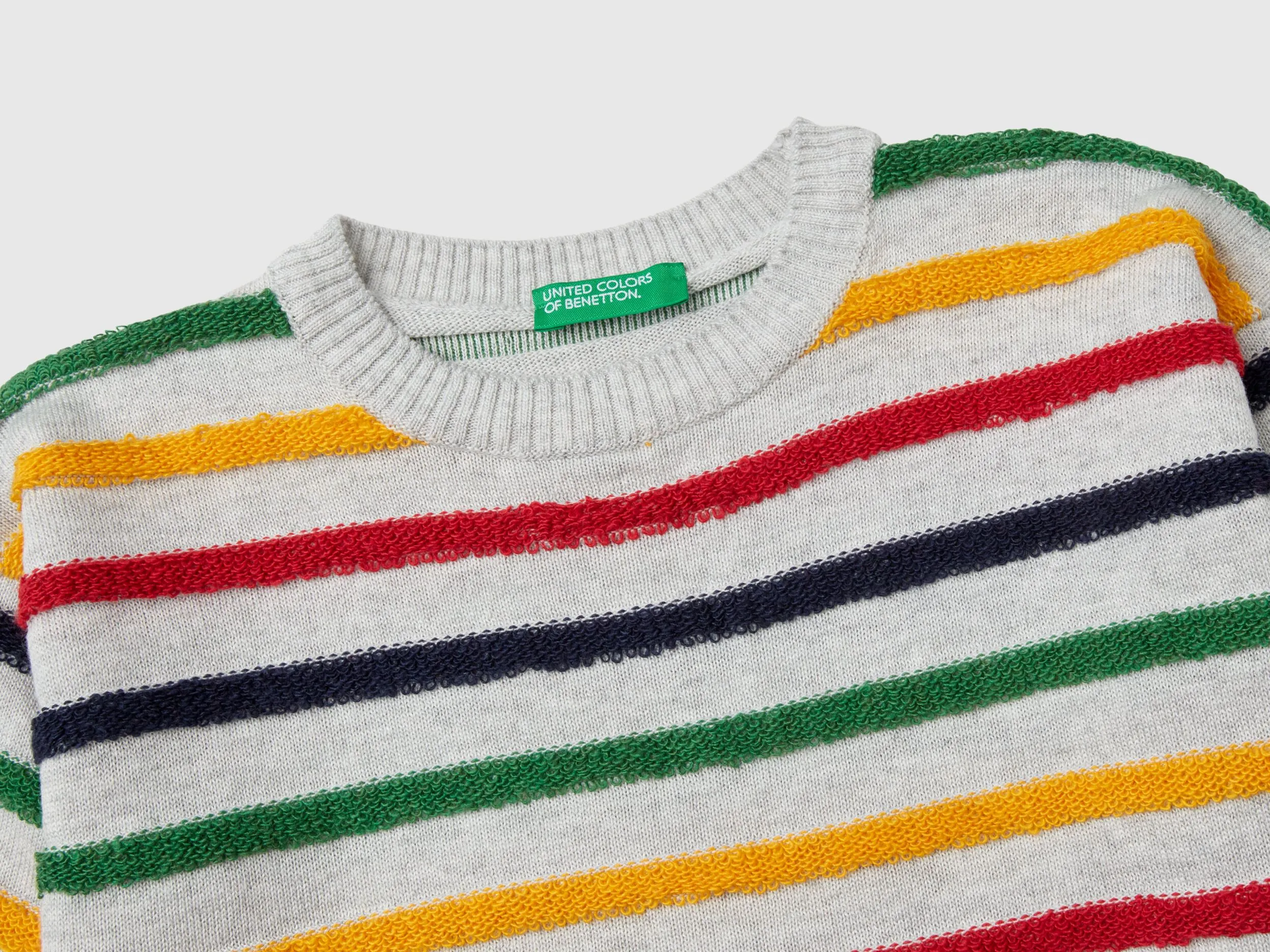 Sweater with multicolored stripes - Multi-color | Benetton