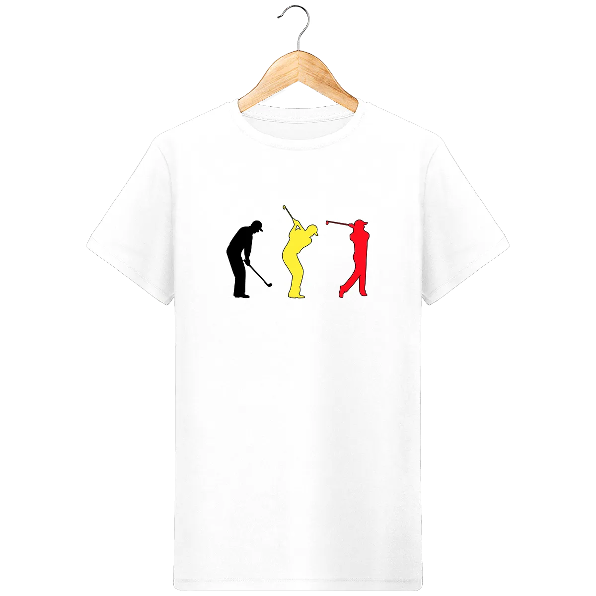 T-Shirt en coton bio GOLF NOIR JAUNE ROUGE Belgique