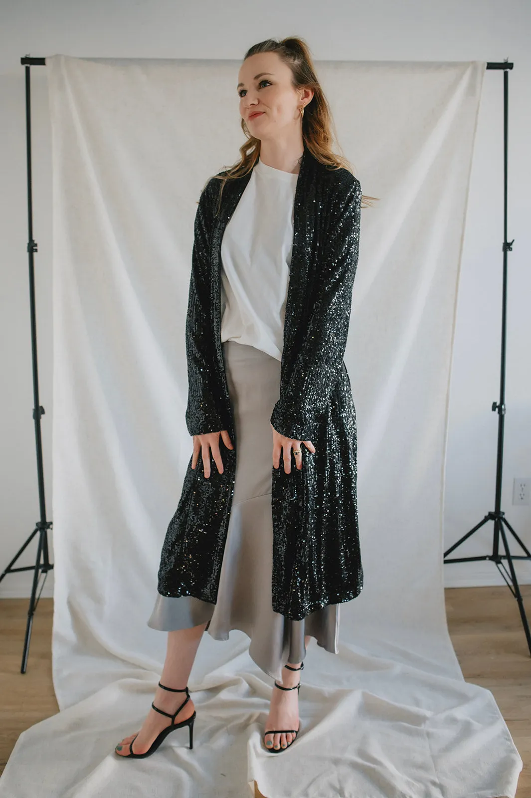 The Show Stopper Sequin Duster - Black