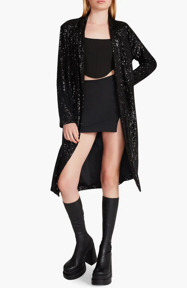 The Show Stopper Sequin Duster - Black