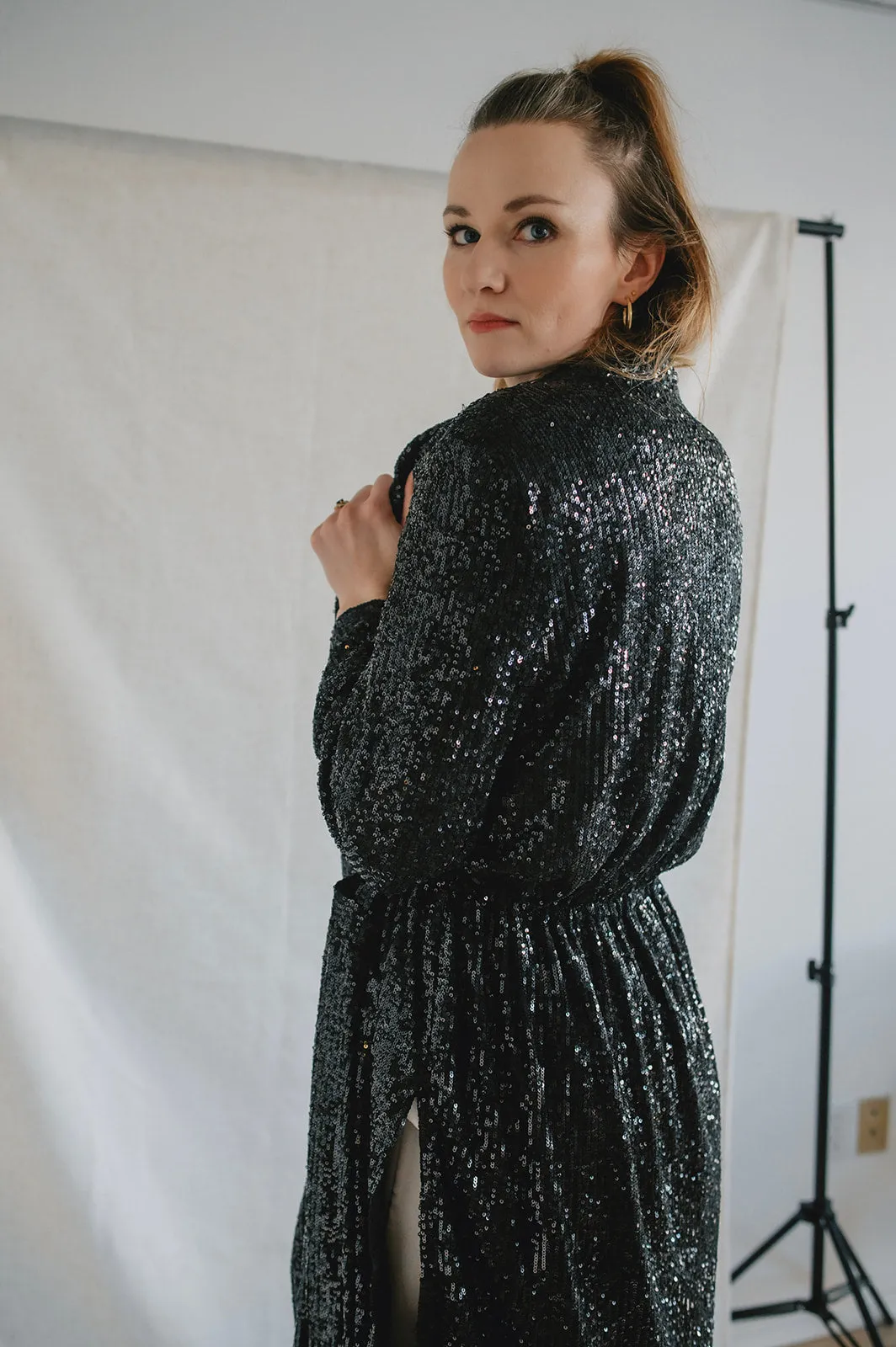 The Show Stopper Sequin Duster - Black