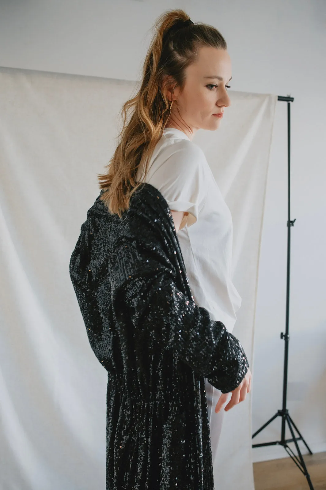 The Show Stopper Sequin Duster - Black