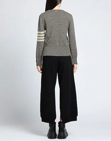 THOM BROWNE  |Crew Neck Wool Long Sleeves Plain Logo V-neck & Crew neck