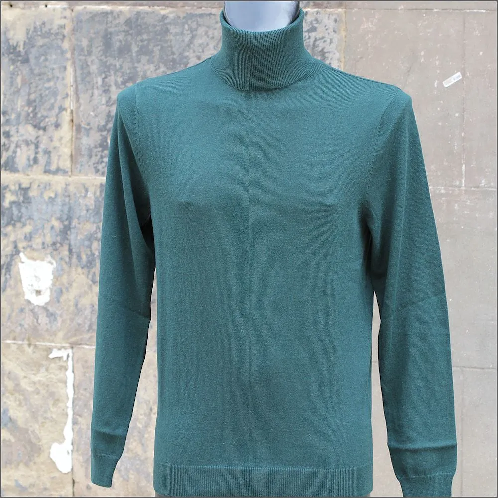 Tootal Green Wool Blend Roll Neck.