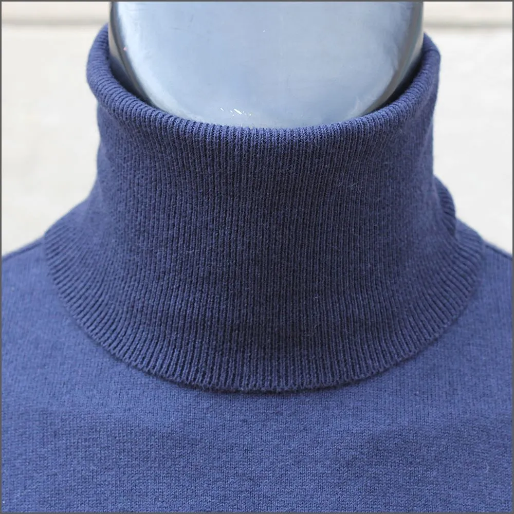 Tootal Navy Wool Blend Roll Neck.