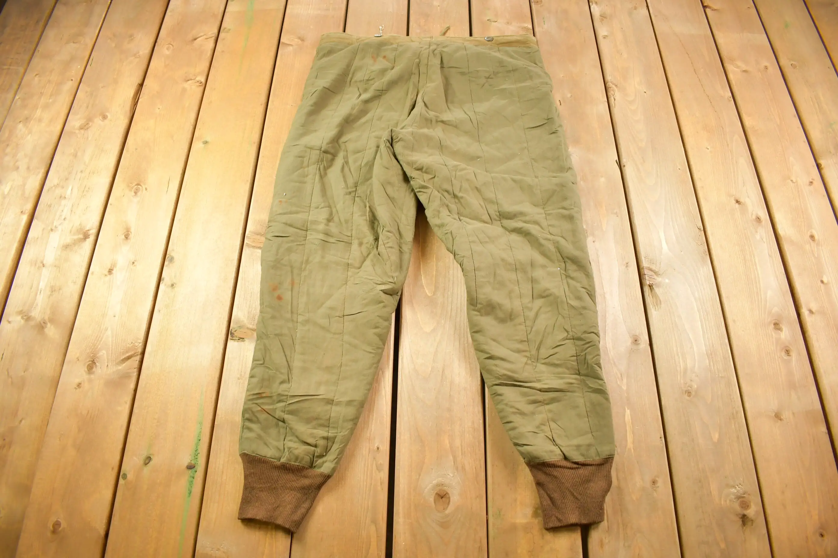 True Vintage 1960s Military Liner Pants Size 39 x 28 / Button Fly / Army Pants / Military Pant's / Vintage Military Pants