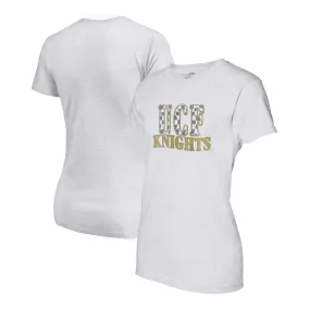 UCF Knights Women's Heather Gray Checkered Team Name Wavy Tri-Blend T-Shirt