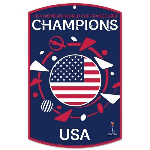 United States USA Women's Soccer Team 2019 World Cup Champions Wood Sign