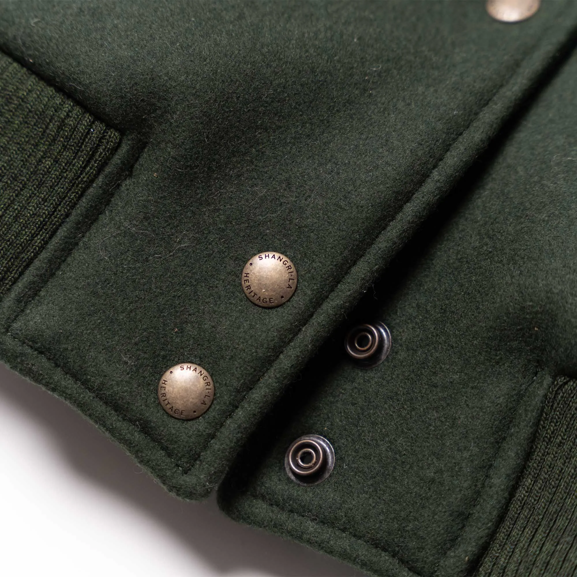 Varsity Women's Forest Green Wool Jacket - Shangri-la Heritage