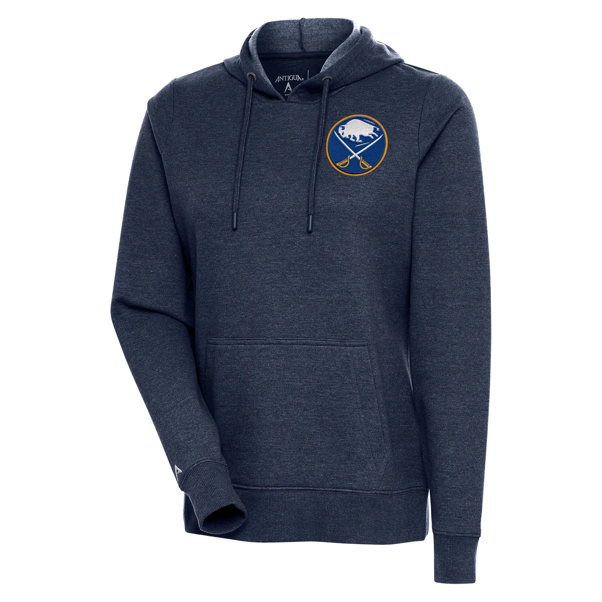 Women's Buffalo Sabres Antigua Heather Navy Action Chenille Pullover Hoodie