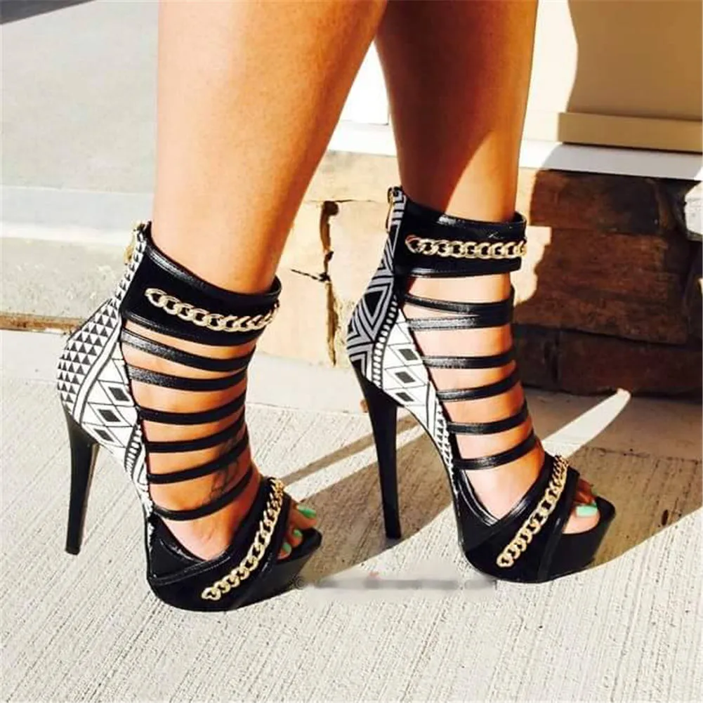 Women's Cool Punk High Heel Gladiator Pumps Sexy Party Nightclub Platforms