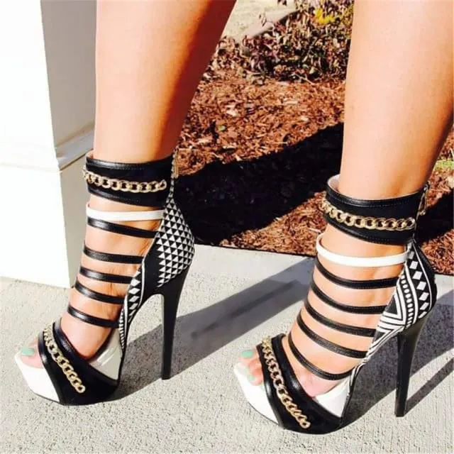 Women's Cool Punk High Heel Gladiator Pumps Sexy Party Nightclub Platforms