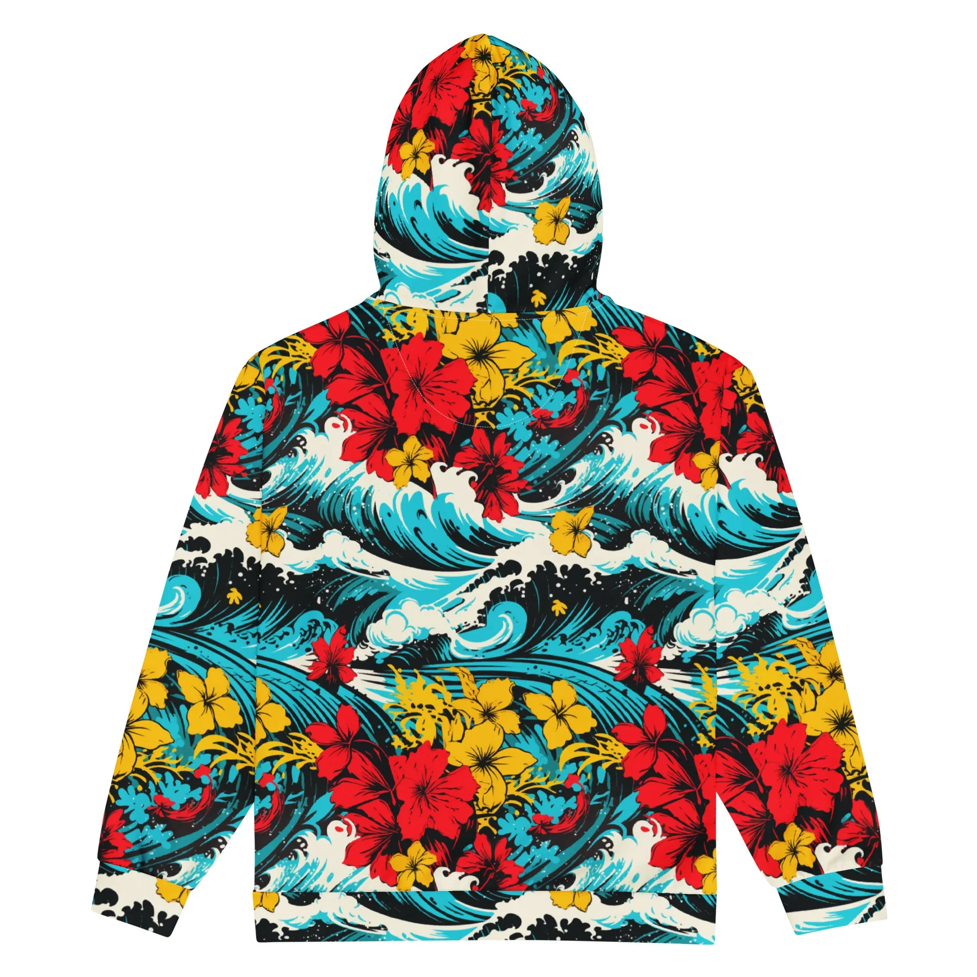 Womens Zip Hoodie - Waves and Flowers 001