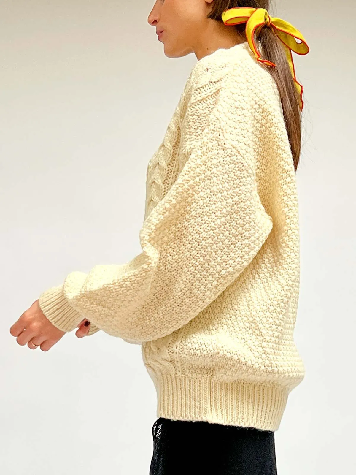 Wool Cableknit Sweater - Cream