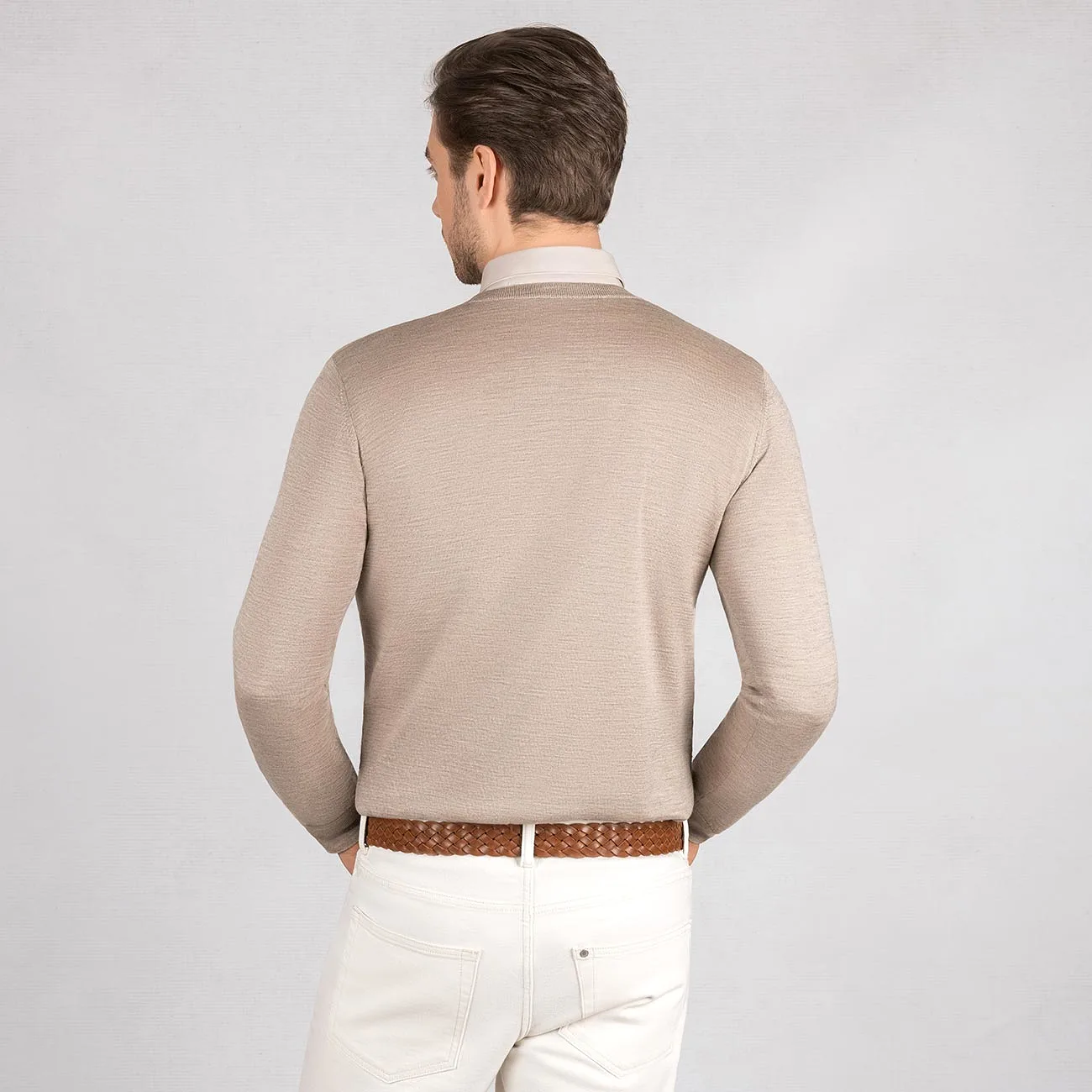 Wool Pullover Light Round Neck Men