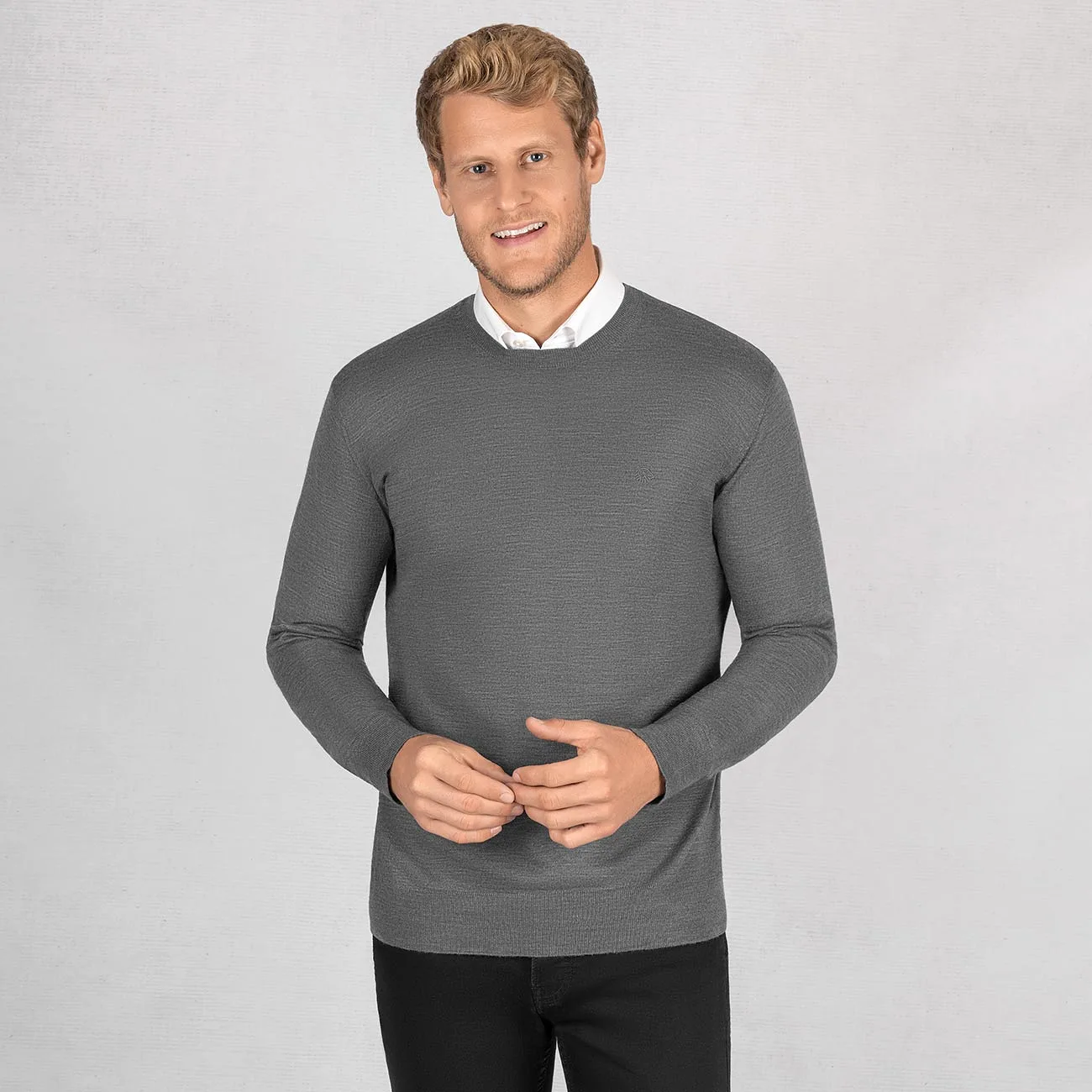 Wool Pullover Light Round Neck Men