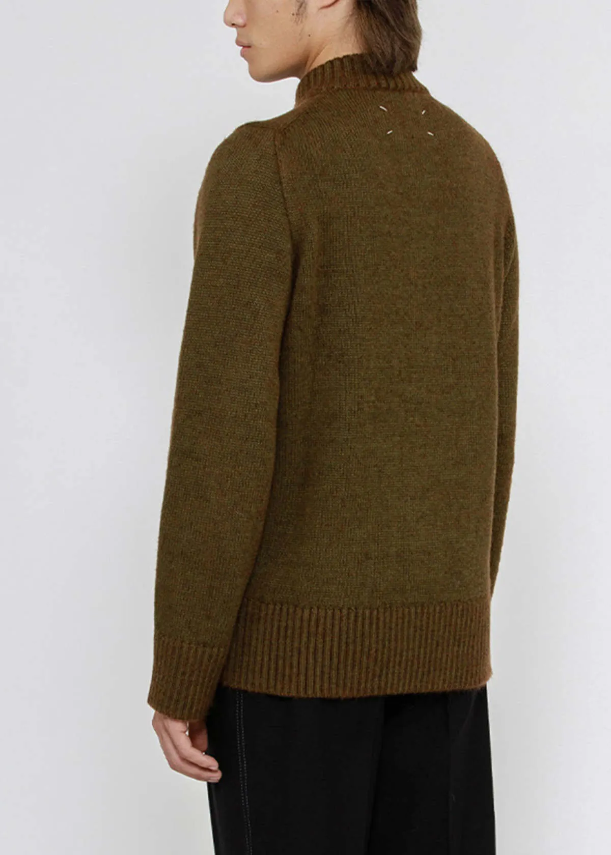 Wool Quarter Zip Sweater - Military